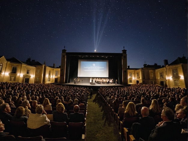 un gran cine con una película en el frente