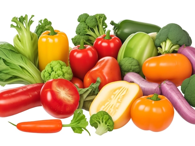 Foto gran conjunto de verduras aisladas en un fondo blanco