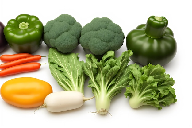 gran conjunto de verduras aisladas en un fondo blanco