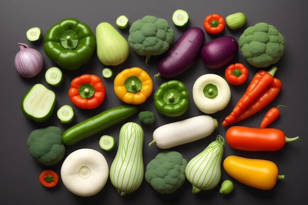 gran conjunto de verduras aisladas en un fondo blanco