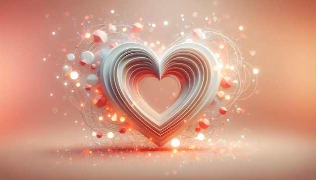 Gran corazón en abstracto delicado fondo festivo para San Valentín o boda de luces bokeh borrosas