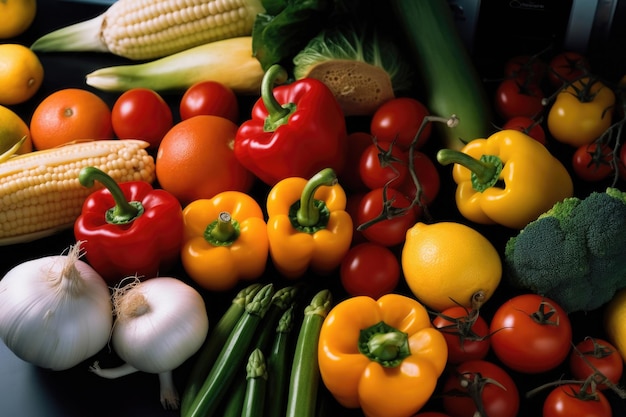 Gran cosecha de verduras frescas