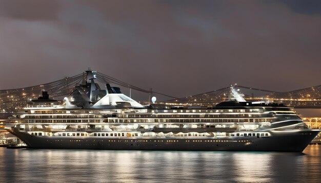 un gran crucero está atracado en el agua