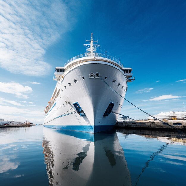 un gran crucero está atracado en un puerto