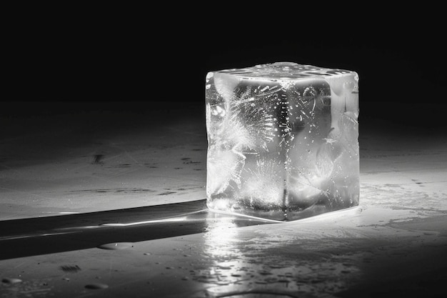 Un gran cubo de hielo sin luz