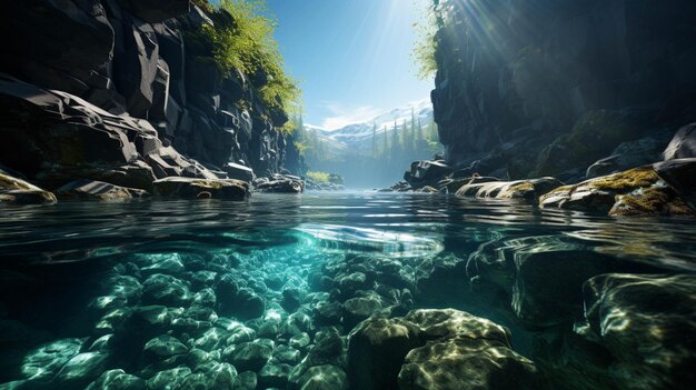 Foto una gran cueva de hielo en el agua