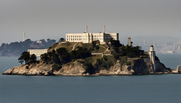 un gran edificio en un acantilado con vistas al océano