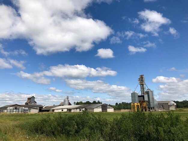 Gran edificio agrícola agrícola con equipo alberga graneros granero