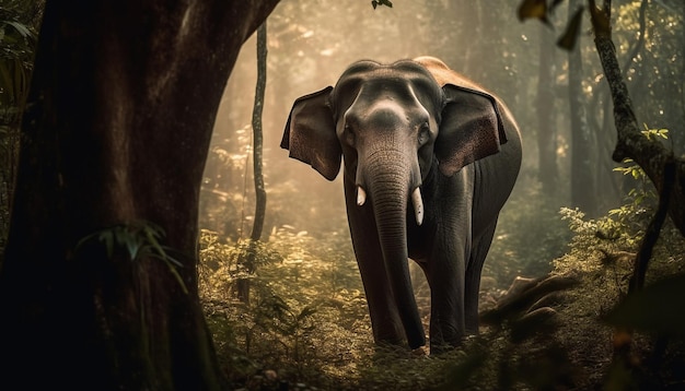 Gran elefante caminando por un área silvestre sin cultivar generada por IA