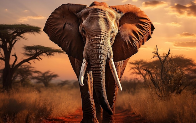 Un gran elefante parado en un camino de tierra AI