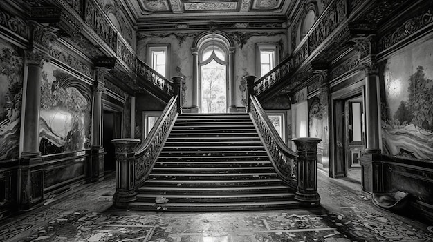 La gran escalera en el gran salón