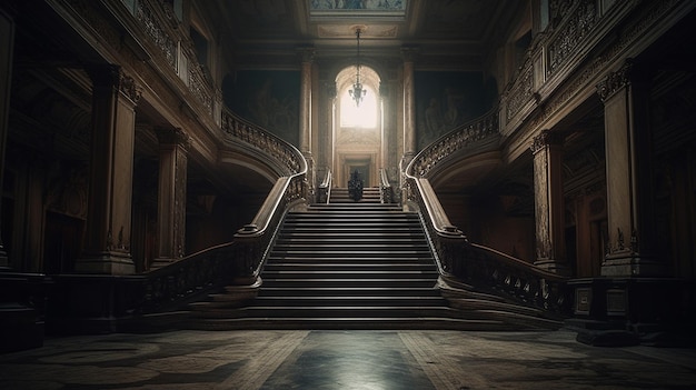 La gran escalera en el palacio del gran maestro.