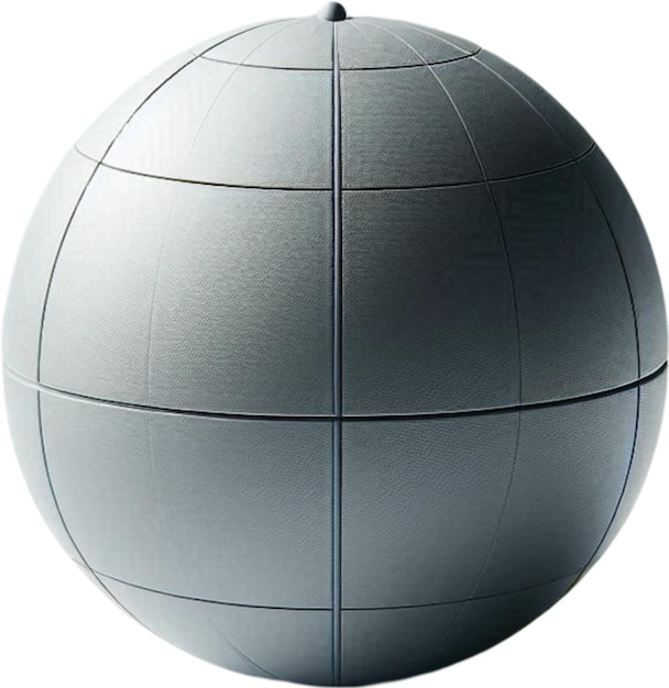una gran esfera gris con una esfera negra y gris en ella