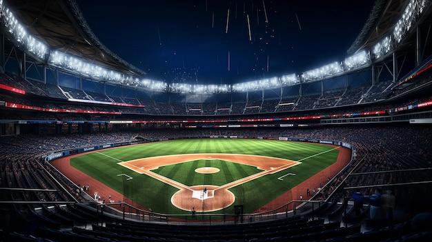 gran estadio de béisbol profesional en la noche