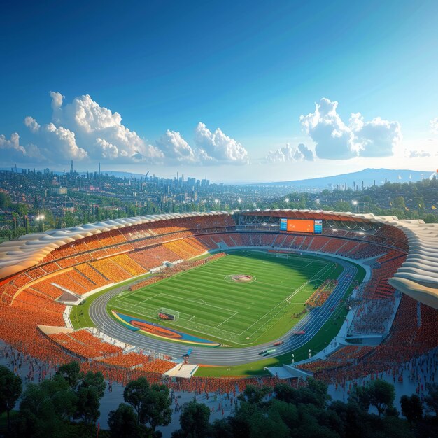 Un gran estadio lleno de gente viendo un partido de fútbol