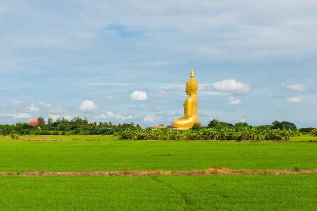 Gran estatua dorada de Buda en Wat Muang Temple provincia de angthong