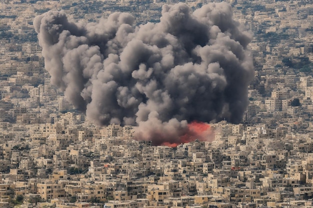 Gran explosión en el fondo de la ciudad de Palestina