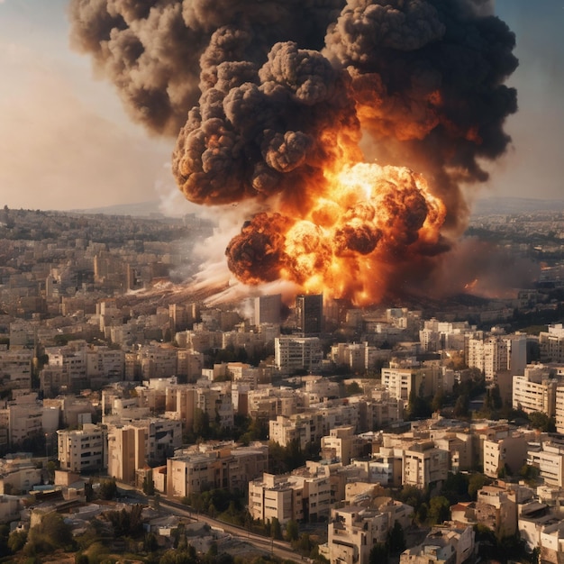 Gran explosión de misiles en la ciudad de Israel