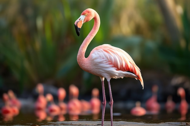 Foto el gran flamenco phoenicopterus ruber a el gran flamingo phoenicopperus roseus ai generado