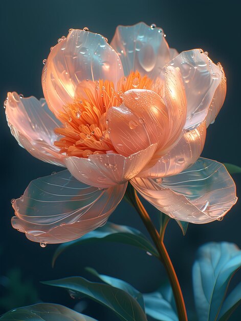 Una gran flor con gotas de agua en ella