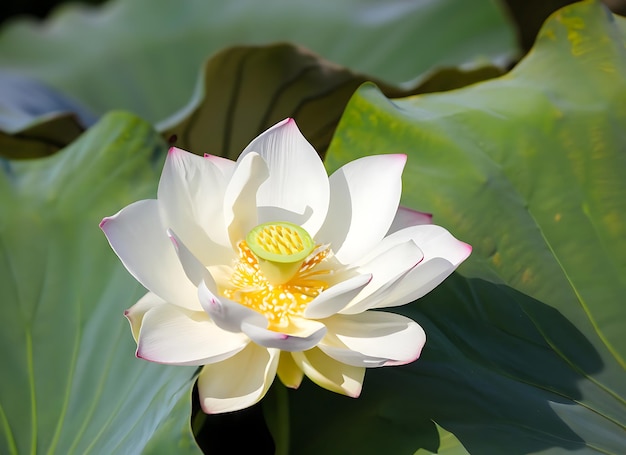 Gran flor de loto blanco