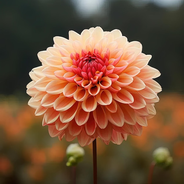 Una gran flor naranja y rosa en un campo