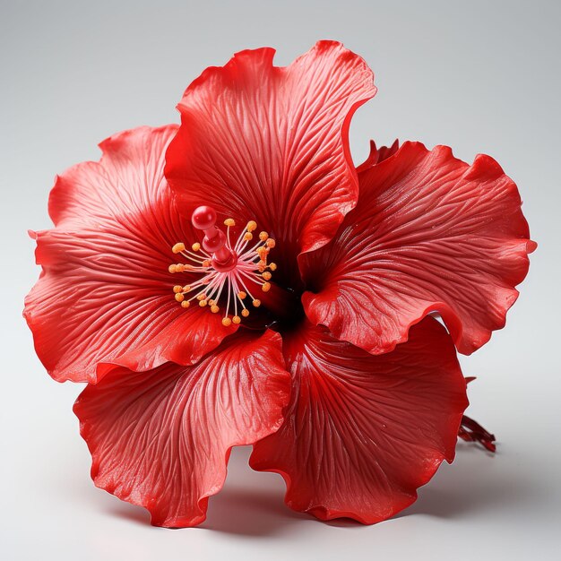 Una gran flor roja sobre un fondo blanco