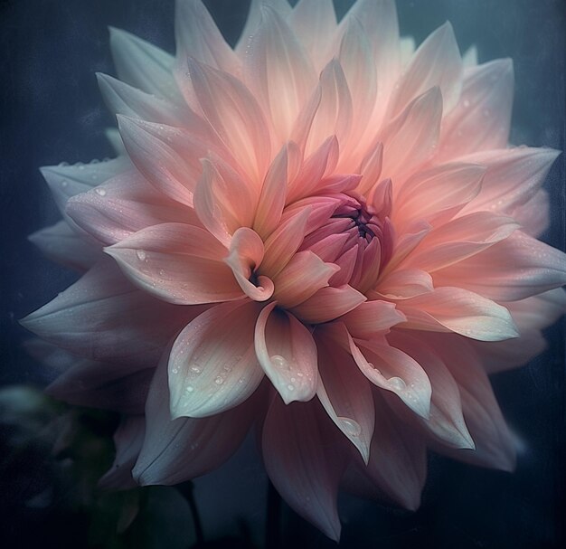 Una gran flor rosa con gotas de agua