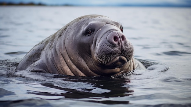 Una gran foca nadando en el agua ai