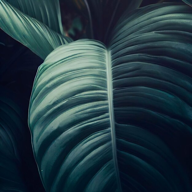 Gran follaje de hojas tropicales con textura verde oscuro fondo abstracto de la naturaleza