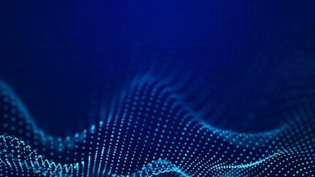 Gran fondo de datos digitales onda abstracta con puntos en movimiento representación 3D