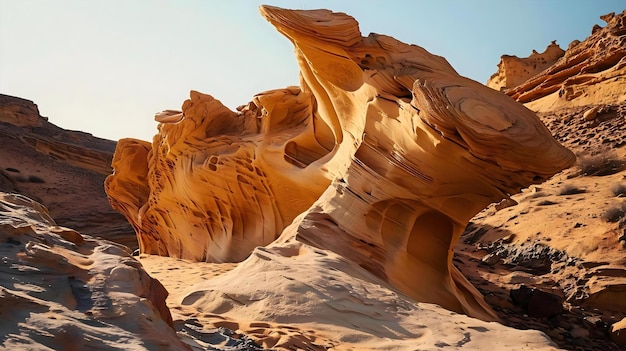 una gran formación rocosa en el medio de un desierto