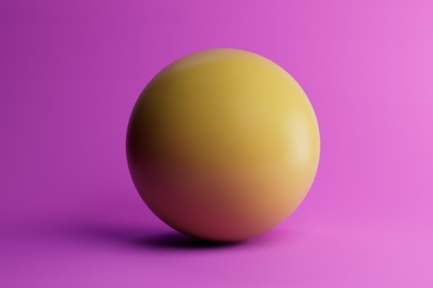 Gran globo amarillo sobre un fondo morado 3d render