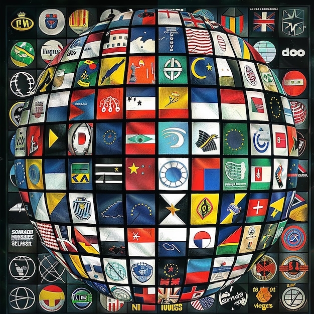 un gran globo con muchos iconos de aplicaciones de redes sociales