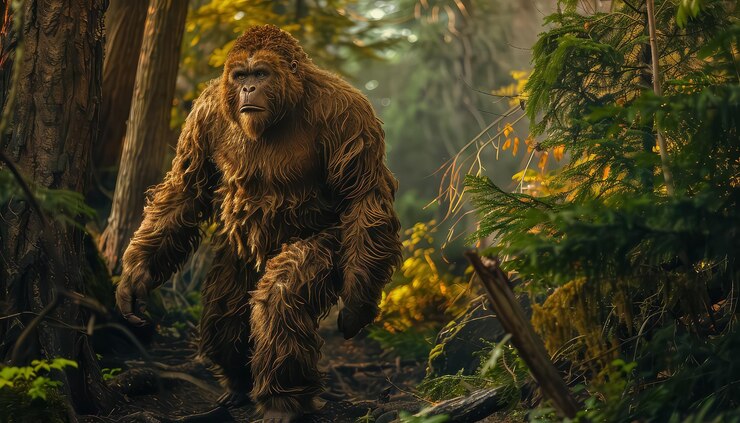 Foto un gran gorila está caminando por un bosque.