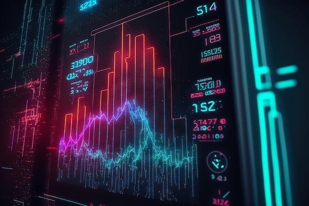 Gran gráfico de datos Representación de datos intrincada Pantalla de información de HUD futurista IA generativa