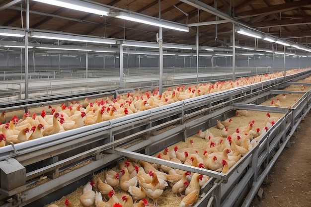 Foto una gran granja avícola con pollos y gallos producción de carne y huevos agricultura avicultura negocio industrial