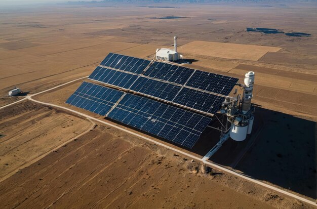 Foto gran granja solar en un paisaje desértico