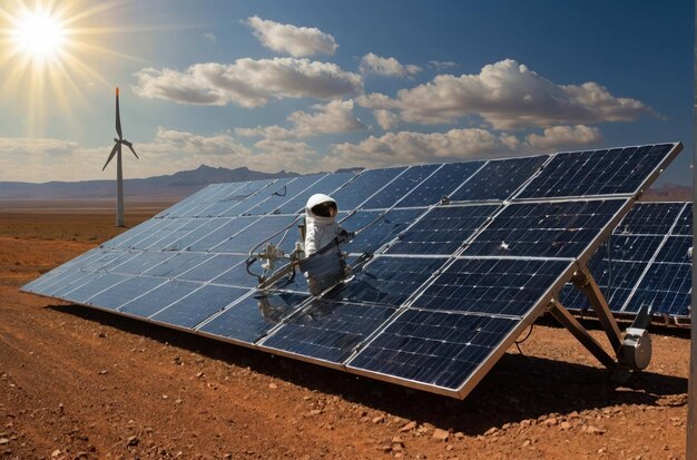 Gran granja solar en un paisaje desértico