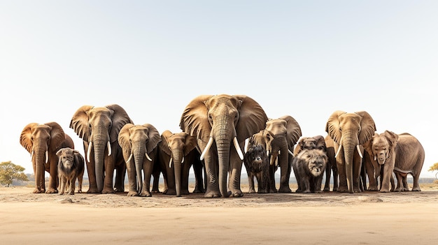 Gran grupo de fauna africana safari animales silvestres generativo ai