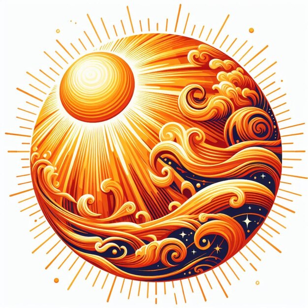 Foto un gran y hermoso vector de sol naranja