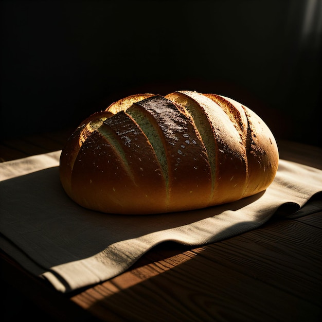 Una gran hogaza de pan sobre una mesa