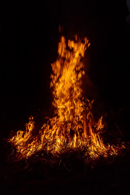 Gran hoguera, fuego de hierba quemada