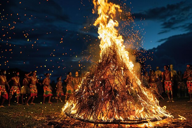 una gran hoguera con una gran llama que dice fuego en ella