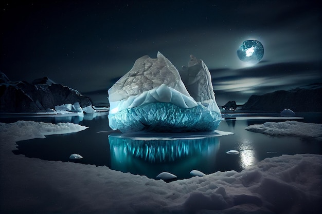 Gran iceberg flotando sobre un cuerpo de agua generativa ai