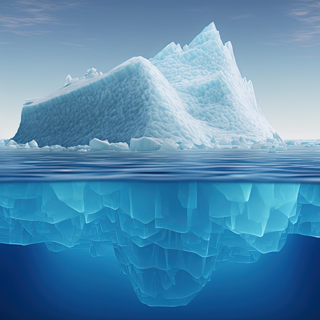 Gran iceberg en medio del océano Perfecta agua azul clara Conservación y ecología