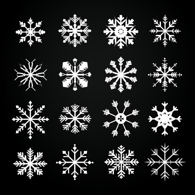 Un gran icono vectorial de copo de nieve con elementos de diseño sencillos y gráficos