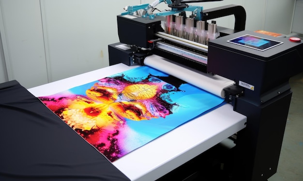 Foto una gran impresora con una imagen de una flor en ella