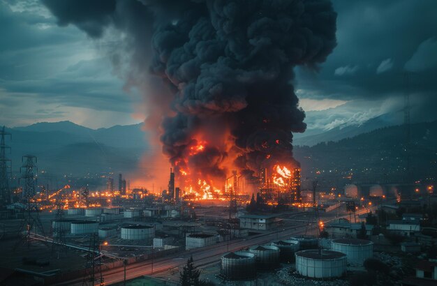 Un gran incendio en una zona industrial