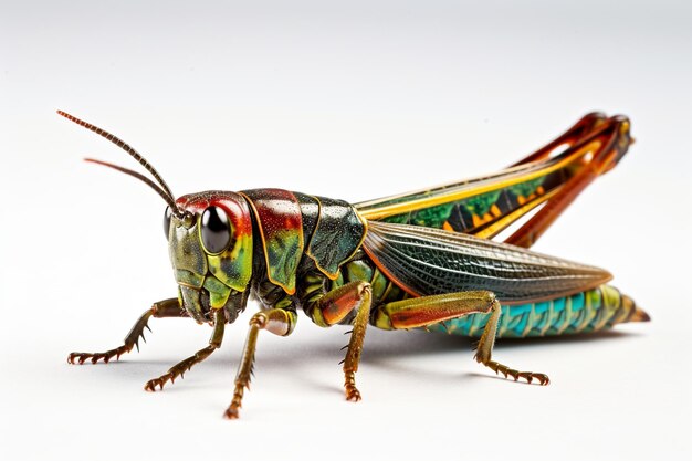 Un gran insecto colorido con una cola roja.